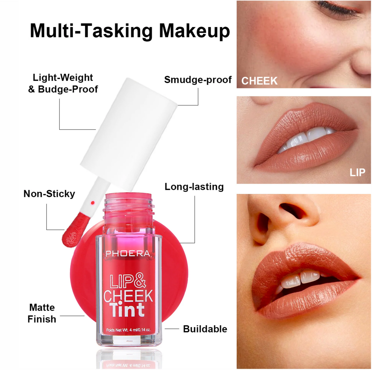 PHOERA Lip & Cheek Tint Stain Matte Finish